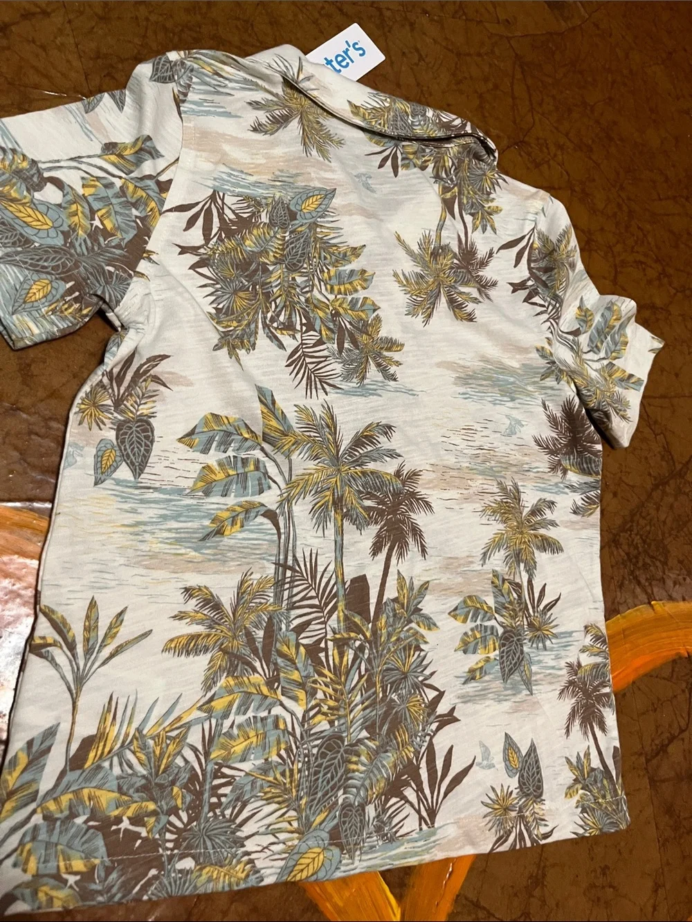 NWT Carter's White Tropical Print Button-Up Shirt Sz 6